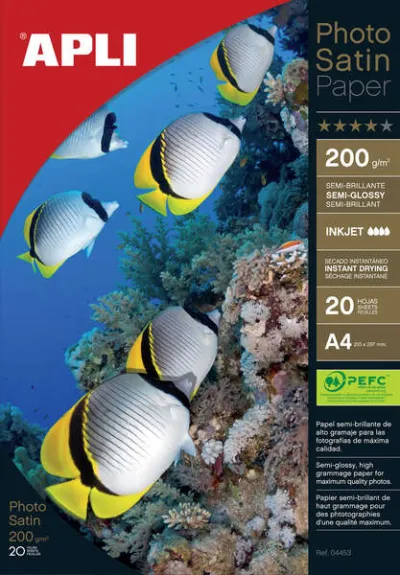 Apli Papel Fotográfico Photosatin A4 200g 20 Hojas