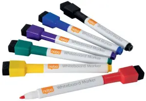 Nobo Mini Rotulador Pizarra Blanca Magnetica - 6 Colores Surtidos - Punta Fina 2mm