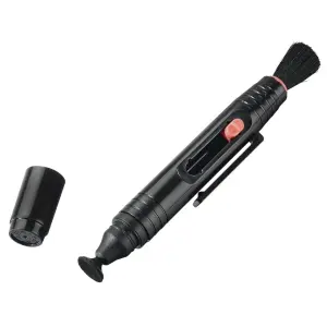 Hama Bolígrafo de Limpieza para Cámaras con Cepillo Retráctil y Punta de Terciopelo, Negro