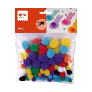 Apli Pack de 78 Pompones Surtidos Ø 8 mm a Ø 20 mm en Colores Variados