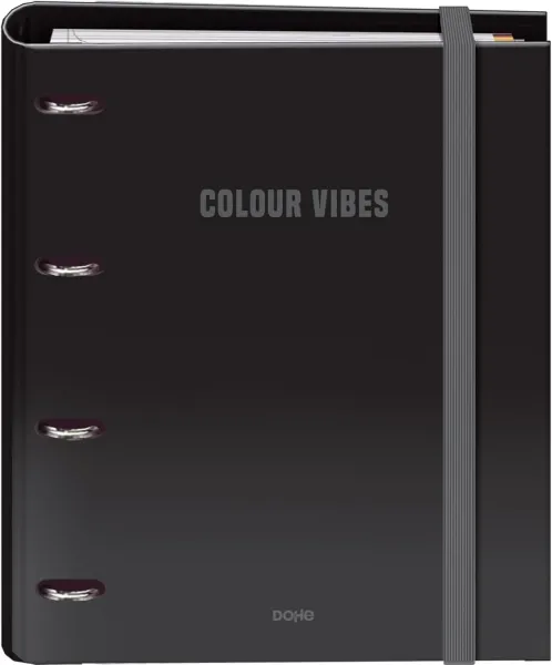 Dohe Colour Vibes Carpeta 4 Anillas Mixtas 35mm A4 con 100 Hojas Cuadricula 5mm - Negro
