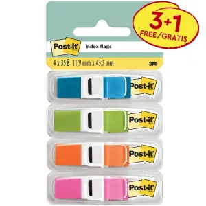 Post-it Index Pack de 4 Dispensadores con 35 Marcadores Reposicionables Surtidos