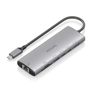 Aisens Dock USB-C 7 en 1 con HDMI, RJ45, USB-A 10G, USB-C 10G, SD y MicroSD - Gris