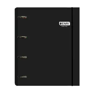 Enri Carpeta de Anillas A4+ con Recambio 100 Hojas 80gr Cuadricula 5x5 Color Negro