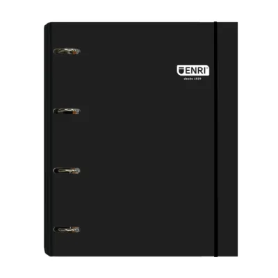 Enri Carpeta de Anillas A4+ con Recambio 100 Hojas 80gr Cuadricula 5x5 Color Negro