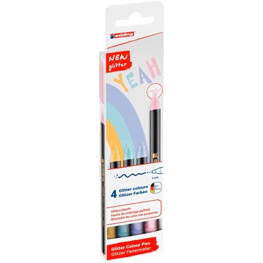 Edding Rotuladores 1200 Glitter Punta Fina C/Surtidos Pastel Estuche 4 Ud