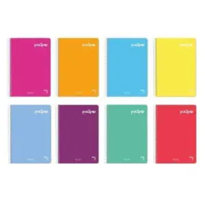 Pacsa Cuaderno Polipac 80H Folio 70g Pauta 2.5cm Tapas PP Pack 5 Unidades Colores Surtidos