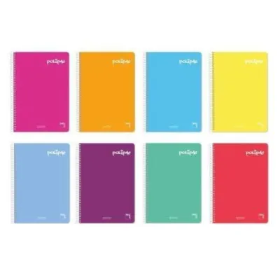 Pacsa Cuaderno Polipac 80H Folio 70g Pauta 2.5cm Tapas PP Pack 5 Unidades Colores Surtidos