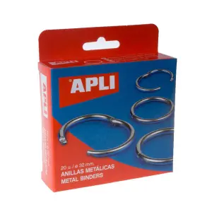 Apli Pack de 20 Anillas Metálicas Articuladas Ø32 mm