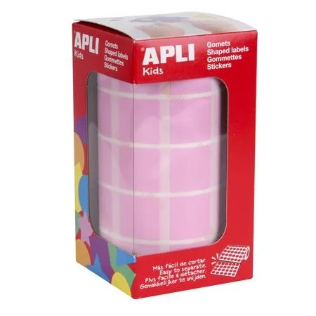 Apli Gomets Cuadrados 20Mm Rollo Rosa -Rollo 1770 Unidades-