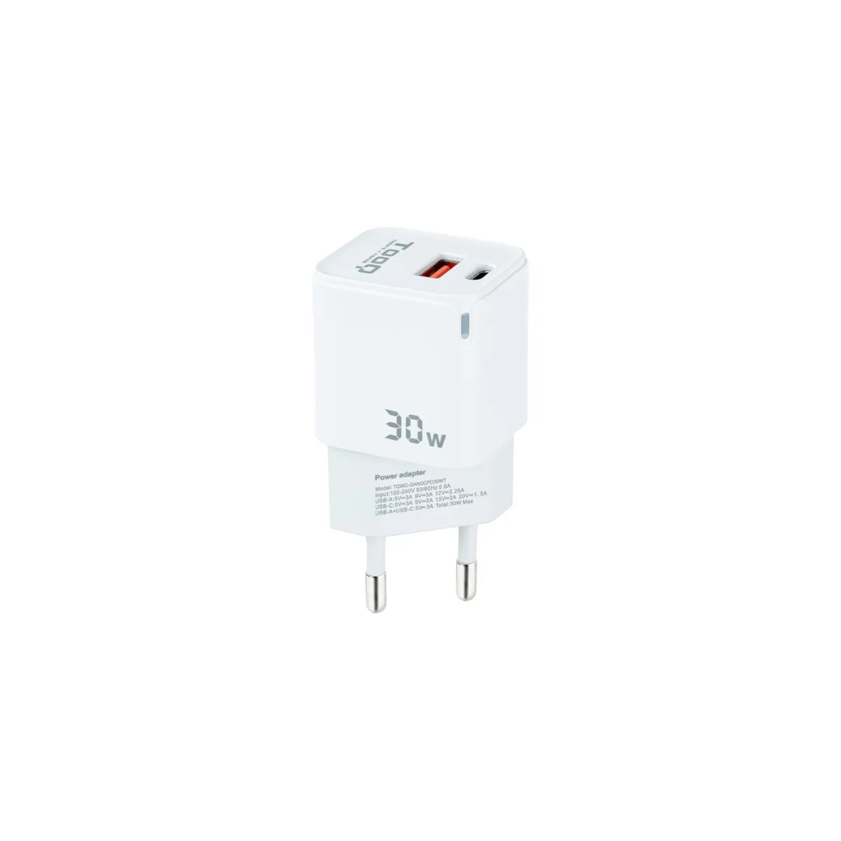 TOOQ Cargador pared GAN USB-C/USB-A 30W