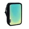 Milan Sunset Plumier de 2 Pisos con Gomas de Borrar, Sacapuntas y 30 Utensilios - Negro/Verde