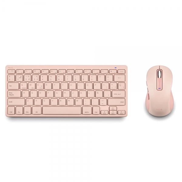 Ngs Fantasy Pack Teclado Compacto Silencioso + Raton Silencioso 1600Dpi 5 Botones - Conexion 2,4Ghz, Bt1 Y Bt2 - Color Rosa