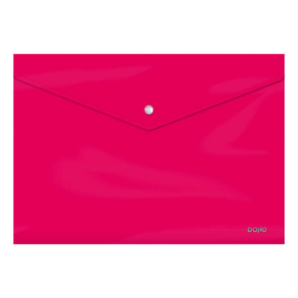 Dohe Sobre Portadocumentos Folio - Cierre De Broche - Polipropileno Cristal Opaco 200 Micras - Color Fucsia