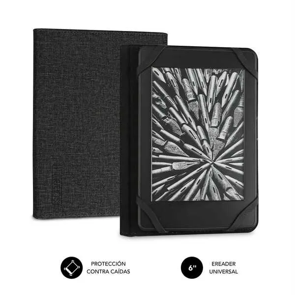 Subblim Funda Ereader 6" Resistente - Interior Aterciopelado - Plegado Comodo - Sujecion Sin Daños - Color Negro