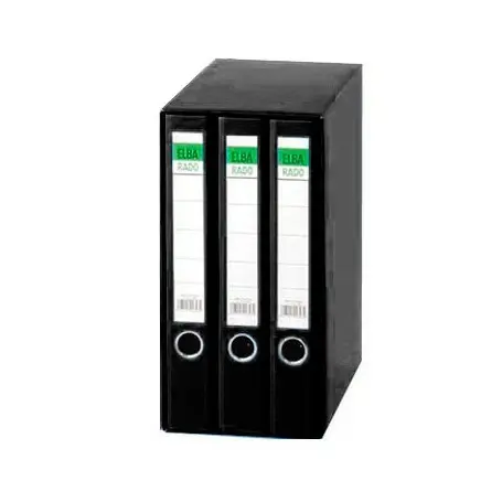 Elba Rado Top Módulo 3 Archivadores Palanca A4 50mm Negro Forrado Plástico