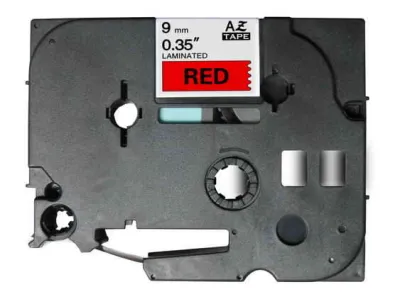 Brother TZe421 Cinta Laminada Etiquetas Negro sobre Rojo 9mm x 8m