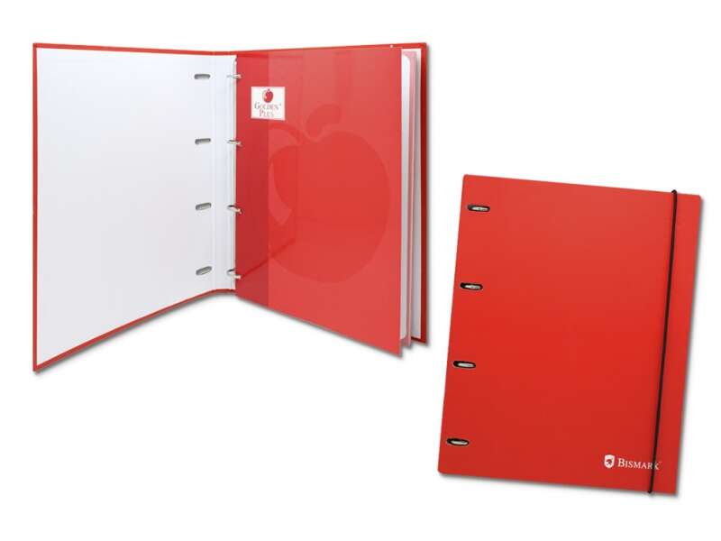 Bismark Carpeta De 4 Anillas Con 80 Hojas Cuadricula 4X4 - Formato A4 - Fabricada En Carton - Color Rojo