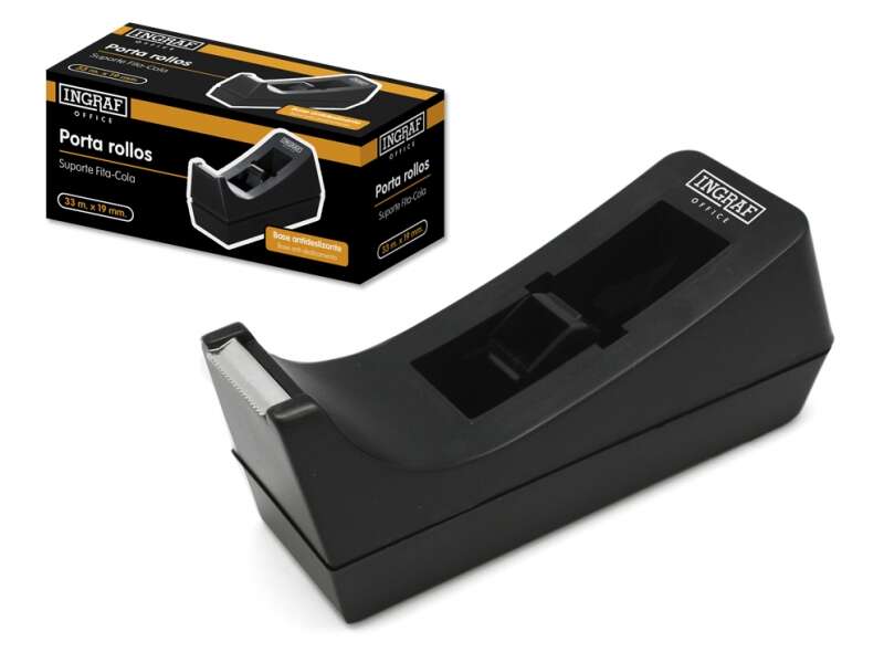 Ingraf Portarrollos Pr1 - Cuerpo De Plastico Abs - Base De Caucho Antideslizante - Cuchilla De Acero - Color Negro