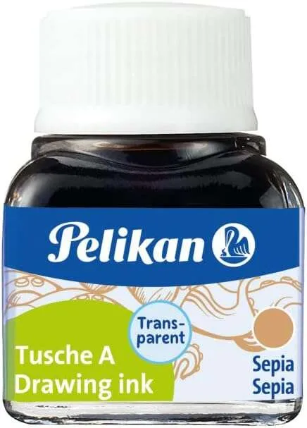 Pelikan Tinta China 523 10Ml N.15 - 10Ml - Tinta De Alta Calidad - Ideal Para Dibujo Y Caligrafia - Color Sepia