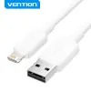 Vention Cable USB 2.0 Lightning 1M 480Mbps 2.4A Conductor Bronce Enlatado Blanco