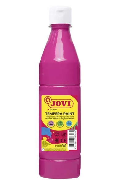 Jovi Tempera Paint Tempera Liquida 500Ml - Base Agua - Lista Para Usar - Alto Poder Cubriente - Secado Rapido - Excelente Fluidez - Adherencia En Multiples Superficies - Color Magenta