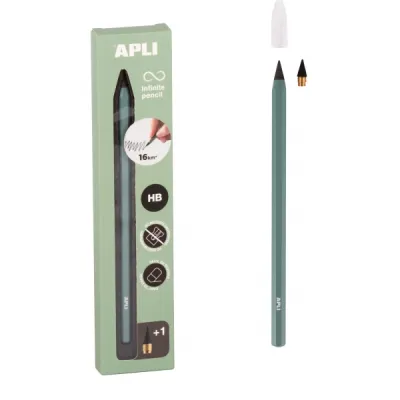 Apli Infinite Pencil HB Pack Con Mina De Recambio Y Tapon Protector Verde