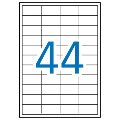 Apli Pack De 4.400 Etiquetas Rectangulares 48,5 X 25,4Mm - 100 Hojas Por 44 Etiquetas - Adhesivo Removible - Cantos Rectos - Color Blanco
