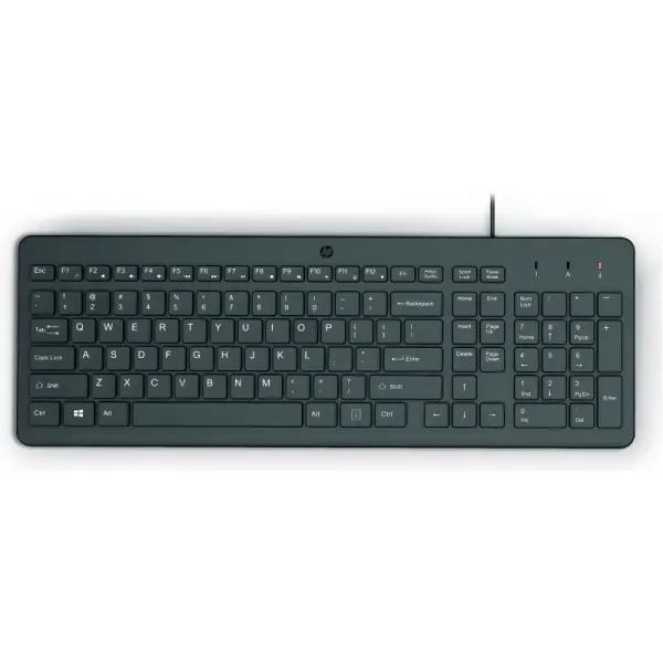 HP Teclado USB con Patas Ajustables y LED Indicadores - Color Negro, Plástico Reciclado