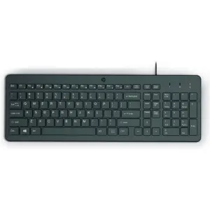 HP Teclado USB con Patas Ajustables y LED Indicadores - Color Negro, Plástico Reciclado