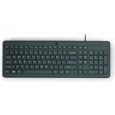 HP Teclado USB con Patas Ajustables y LED Indicadores - Color Negro, Plástico Reciclado