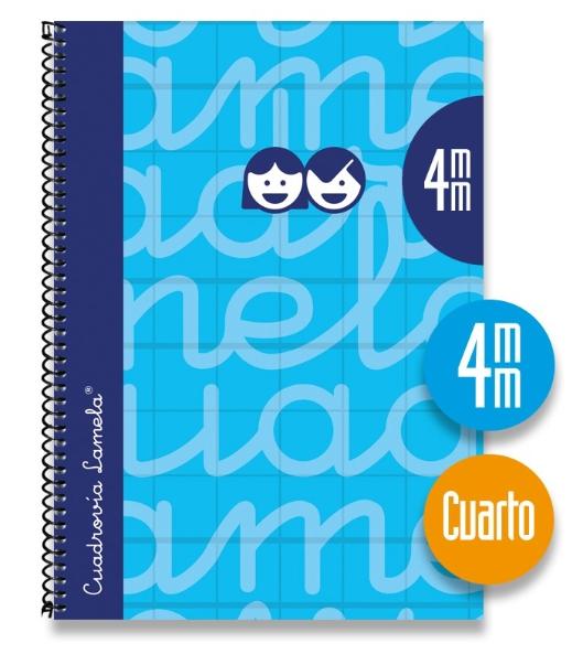 Lamela Cuaderno Espiral 80H 4º 70Gr Cuadrovía 4Mm C/ Margen Cubierta Extradura Azul -Pack 5U-