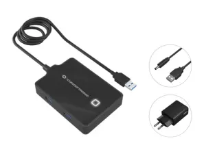 HUB USB3.0 CONCEPTRONIC HUBBIES11B 4 PUERTOS Y CABLE DE 90CM CON ALIMENTADOR