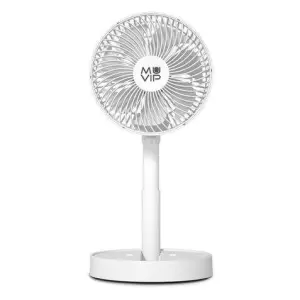 Muvip Ventilador de Sobremesa Portatil Plegable 6.5W 19cm de Diametro - 4 Velocidades - Angulo Ajustable hasta 90º - Autonomia hasta 21h - Color Blanco