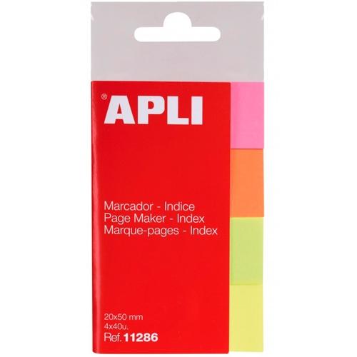 Apli Marcadores De Página 50X20Mm 4 Colores Fluorescentes 40 Hojas Por Color