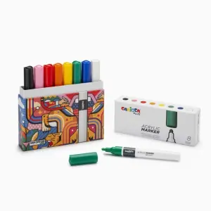 Carioca Pack de 8 Marcadores Acrílicos 2mm en Caja Rígida - Tinta Super Pigmentada
