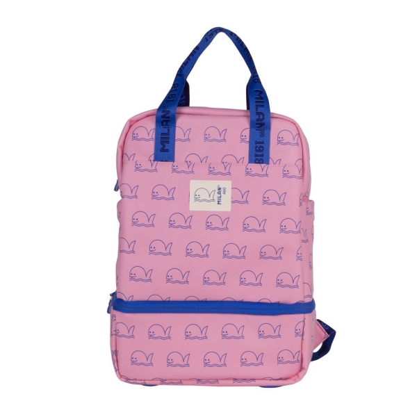 Milan Coleccion 460 Mochila Infantil Con Compartimento Isotermico - Amplio Compartimento Interior - 2 Bolsillos Laterales - Capacidad Total 9,5L - Color Rosa/Azul