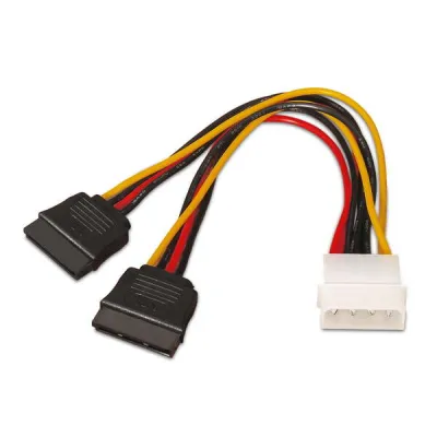 Aisens Cable SATA Alimentación Molex 4pin a 2xSATA Hembra 20cm 100% Cobre Negro