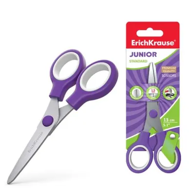ErichKrause Tijeras de Acero Inoxidable 13cm con Extremos Redondeados y Mangos de Plástico