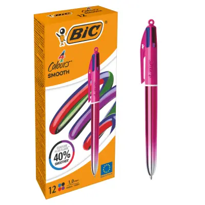 Bic Bolígrafo Retráctil 4 Colores Smooth Gradient Rosa - Punta Media 1.0mm