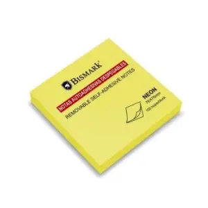 Bismark Bloc de 100 Notas Adhesivas 76x76mm Color Amarillo Neón