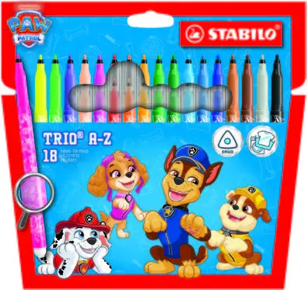 Stabilo Trio A-Z Pack de 18 Rotuladores Punta Fina 0.7mm Tinta Lavable Colores Surtidos