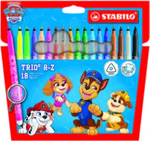 Stabilo Trio A-Z Pack de 18 Rotuladores Punta Fina 0.7mm Tinta Lavable Colores Surtidos