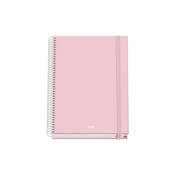 Dohe Cuaderno Espiral A5 100 Hojas Cuadricula 5mm Tapa Dura Rosa con Cierre de Goma