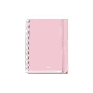 Dohe Cuaderno Espiral A5 100 Hojas Cuadricula 5mm Tapa Dura Rosa con Cierre de Goma