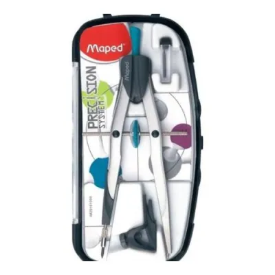 Maped Compás Precision System con Bigotera Gigante, Adaptador y Estuche de Minas