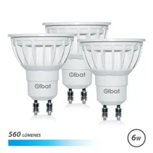 Elbat Pack de 3 Bombillas LED GU10 6W 560Lm Luz Fría Color Blanco