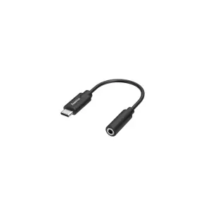 Hama Adaptador de Audio USB-C Macho a Jack Hembra 3.5mm Estéreo Negro