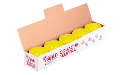 Jovi Bote de Tempera Escolar 35ml - Aplicacion en Multiples Superficies - Uso con Pincel, Rodillo o Espatula - Colores Mezclables - Color Amarillo