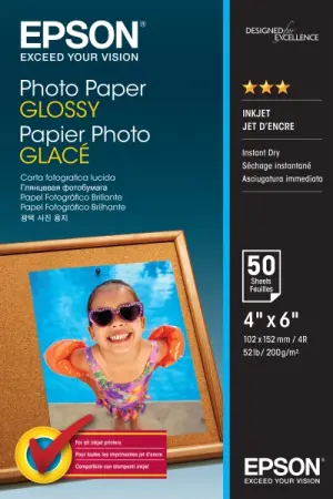 Epson Papel Fotográfico Glossy Pack 50 Hojas 10x15cm 200g/m2 Compatible Inkjet